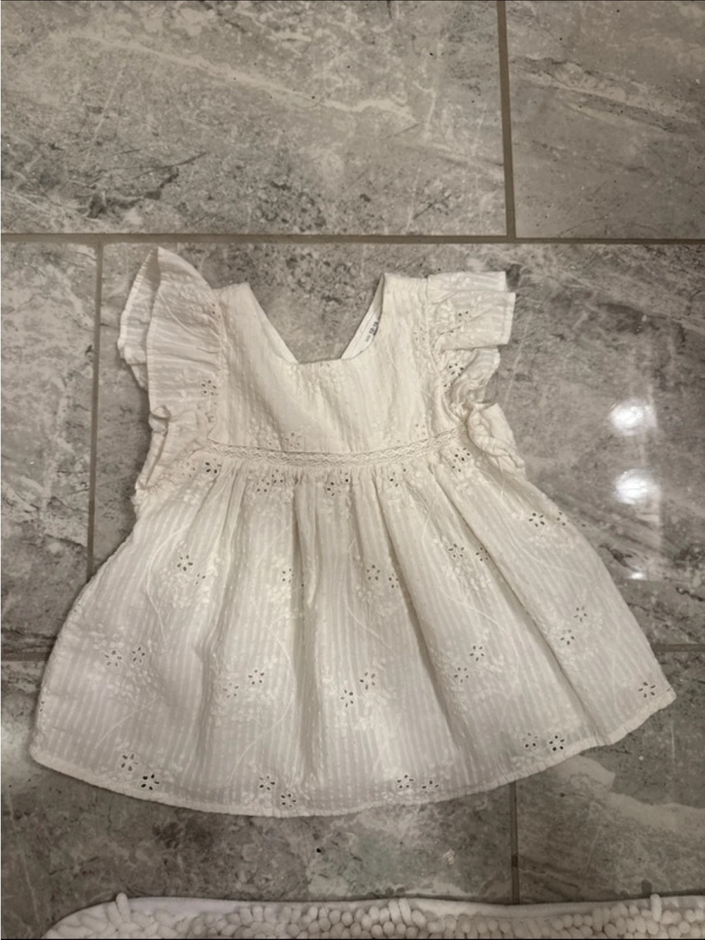 Zara Cream Eyelet Flutter Sleeve Top